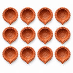 12 Pcs Handcrafted Traditional Natural Earthen Clay Diyas