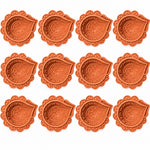 12 Pack Handmade Clay Paisley-Carved Teardrop Clay Diyas