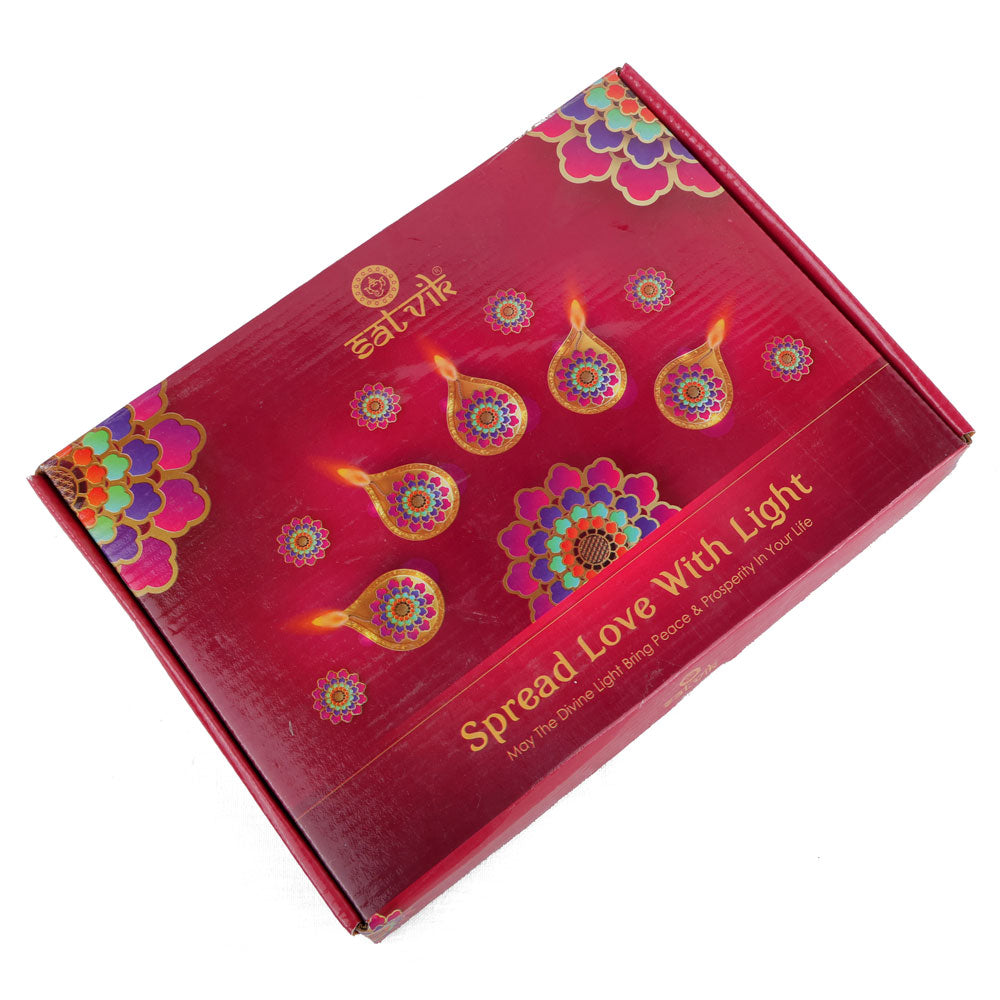 12 Pack Handmade Clay Paisley-Carved Teardrop Clay Diyas