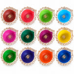 12 Pcs Hand-Painted Silver Border Decorative Clay Diyas
