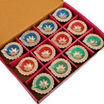 12 Pack Handcrafted Tricolor Earthen Clay Diyas