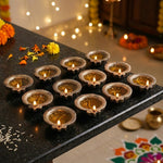 12 Pack Antique Metallic Silver & Black Designer Clay Diyas