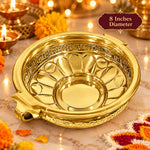 8 Inch Embossed Decorative Brass Designer Urli