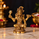 3.3 Inch Brass Chaturbhuj Shiva Ji Idol