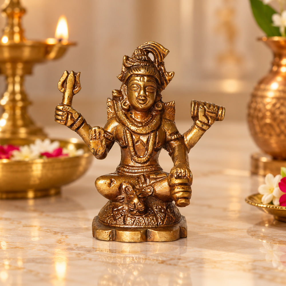 3.3 Inch Brass Chaturbhuj Shiva Ji Idol