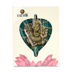 Lord Ganesh on Leaf Patta Wall Hanging - Green