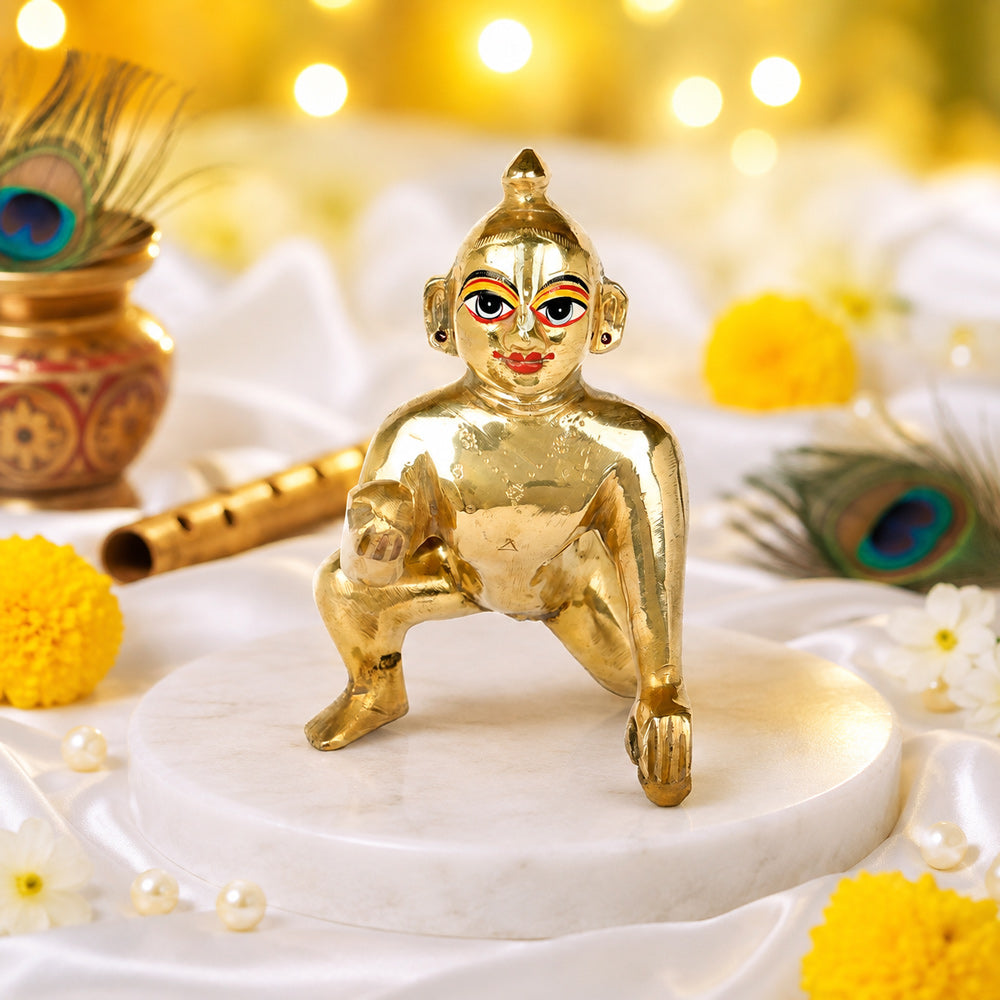 Brass Bal Gopal/Laddu Gopal Idol (Sizes Available 0 to 7)