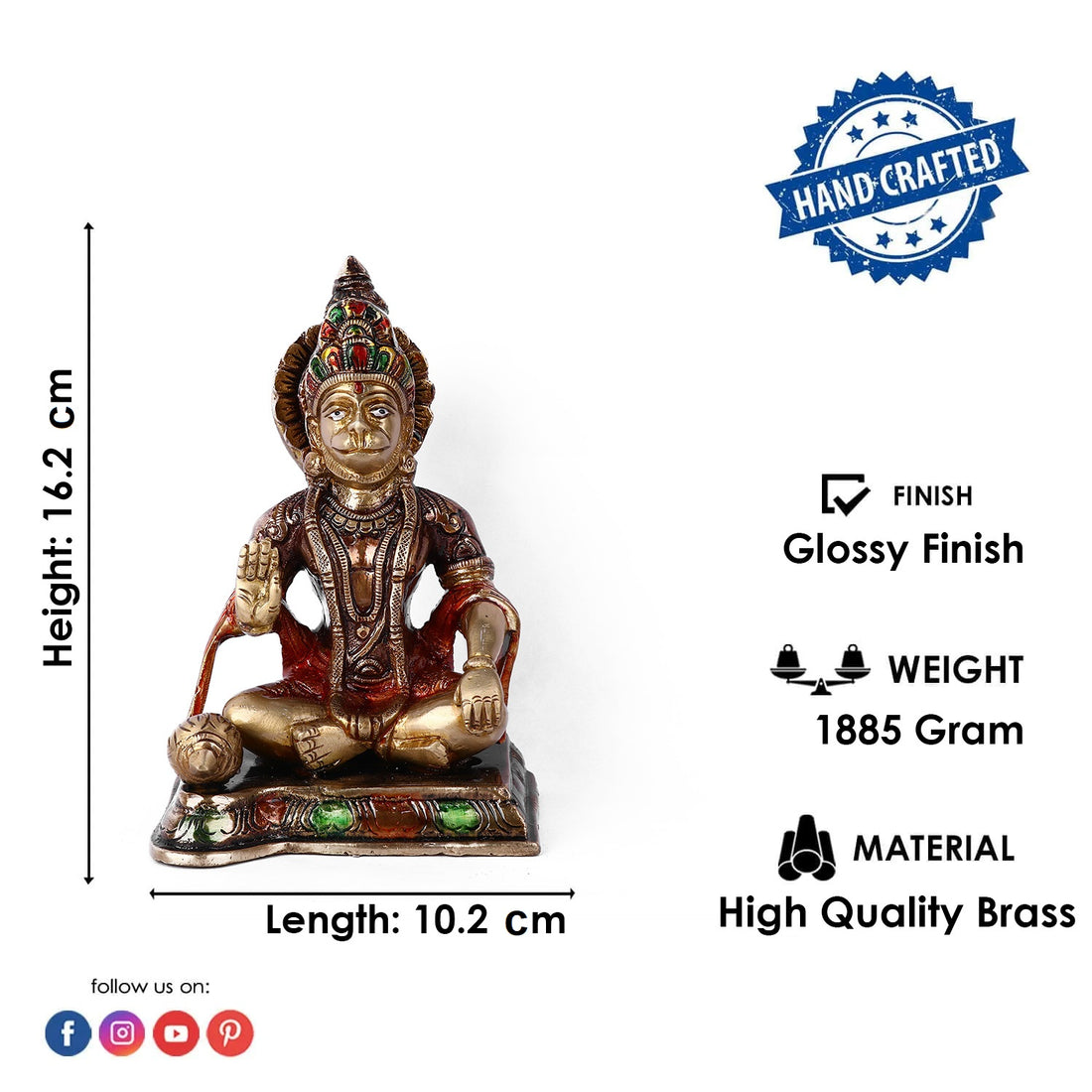 6.3 Inch Divya Brass Hanuman Idol