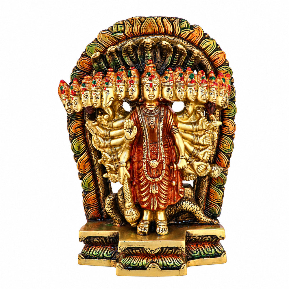 Brass Virat Dusmukhi Vishnu Swaroop Statue – Large