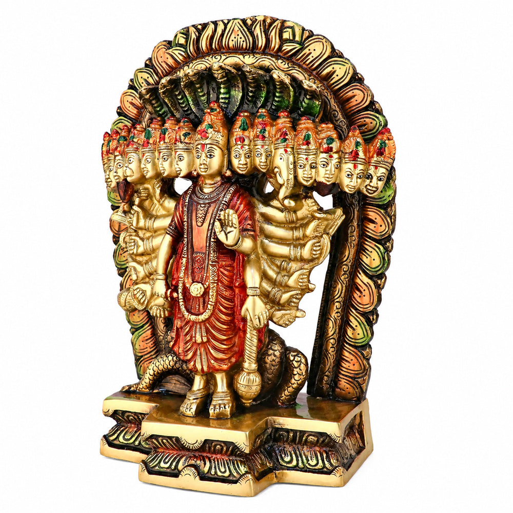 Brass Virat Dusmukhi Vishnu Swaroop Statue – Large
