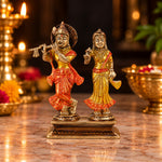 5.9 Inch Gorgeous Radha Rani And Krishna Kanhaiya Colorful Brass Idol