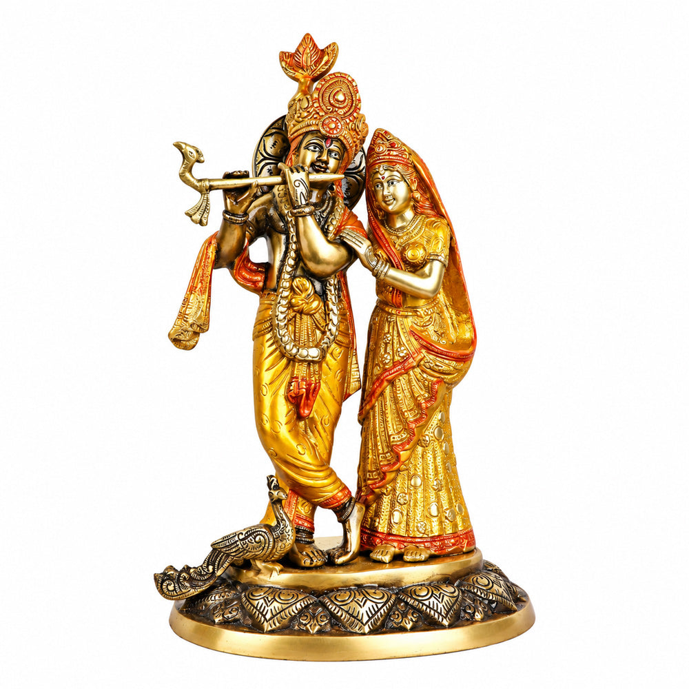 17 Inch Exquisite Radha Krishna Brass Idol
