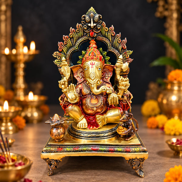 17.25 inches Stunning Brass Ganesha Statue