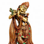 18.2 Inch Delicate Krishna Colorful Brass Idol