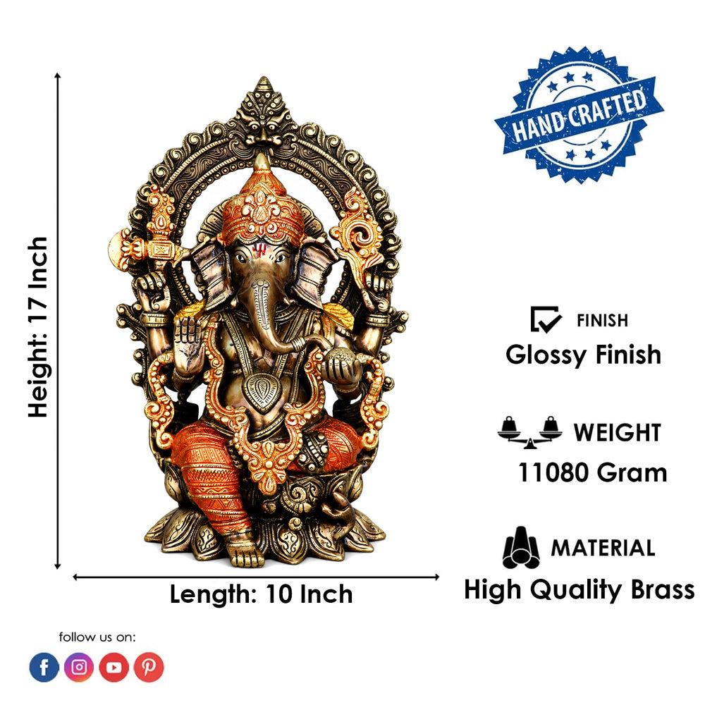 17 inches Brass Colorful Ganesha Statue