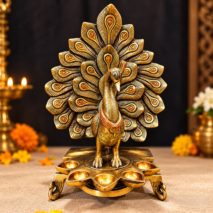 14 Inch Stylish Peacock Panch Diya