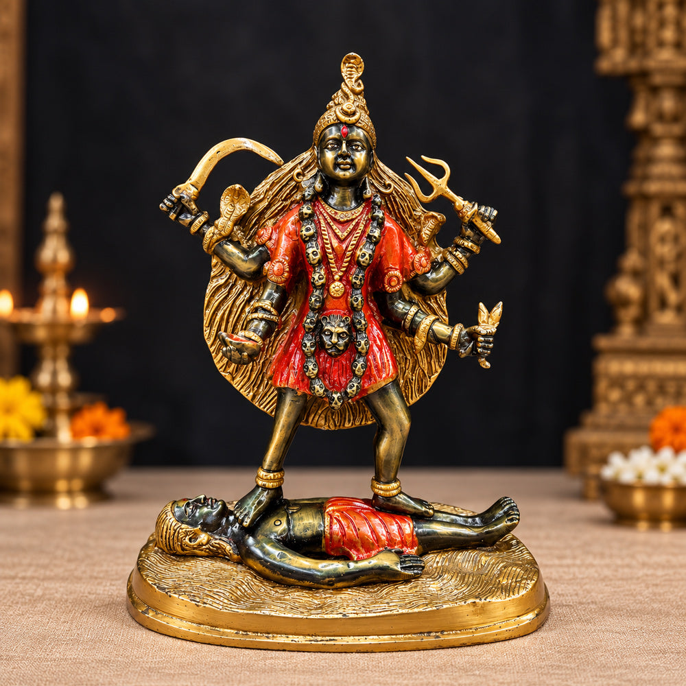 12 inch Brass Colorful Kali Maa Idol