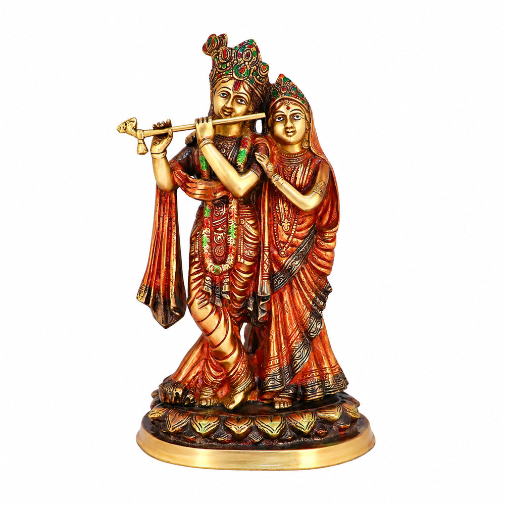 13.7 Inch Brass Radha Krishna Large Idol