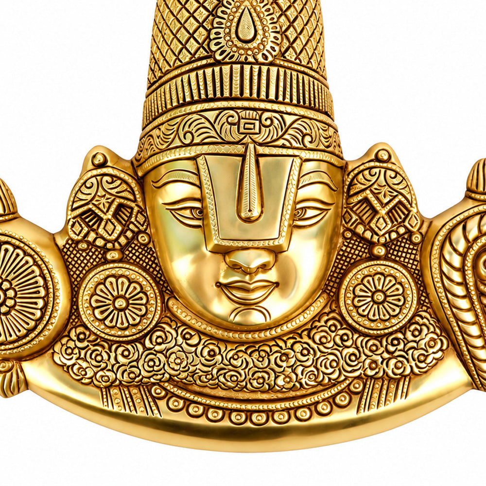 14.5 Inch Brass Tirupati Balaji Maharaj Face Wall Hanging Large