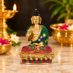 3.5 Inch Decorated brass Buddha Idol