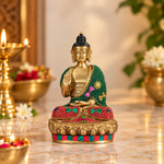 3.5 Inch Decorated brass Buddha Idol