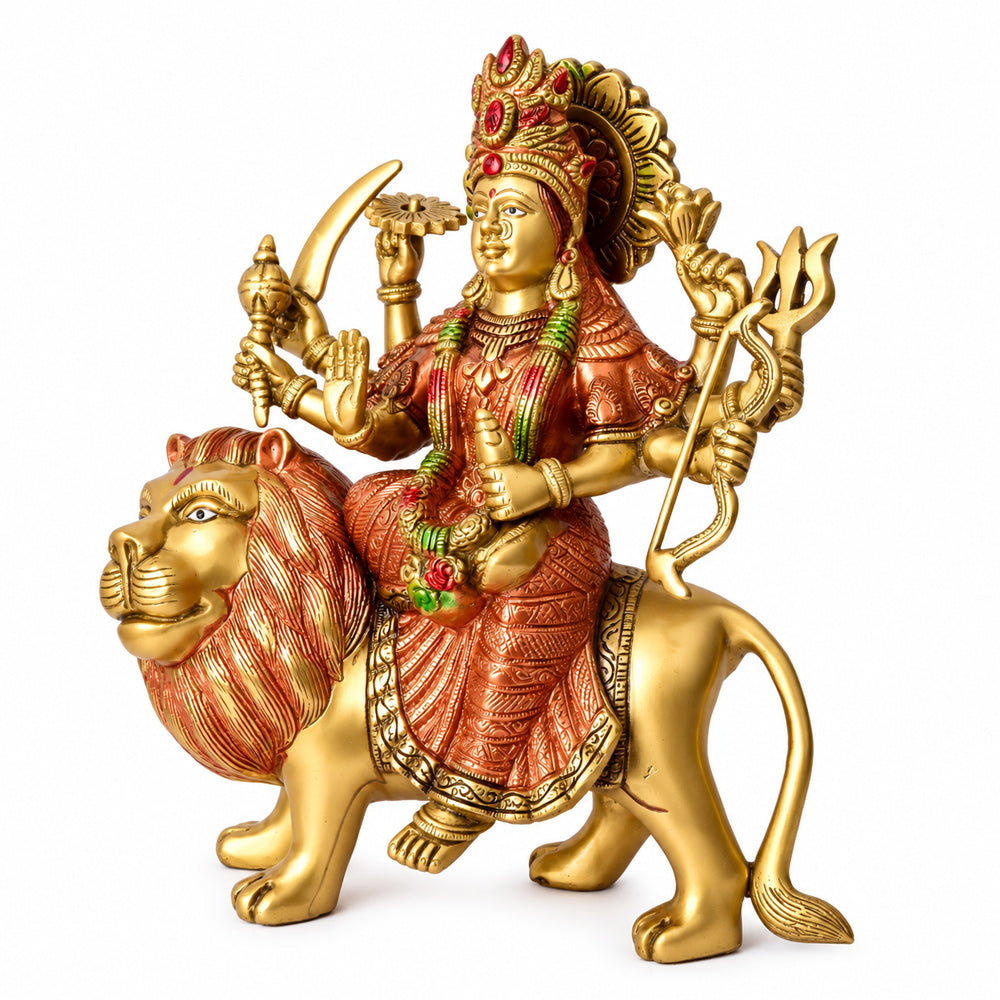 11 Inch Magnificent Sherawali Mata Statue for Home Temple