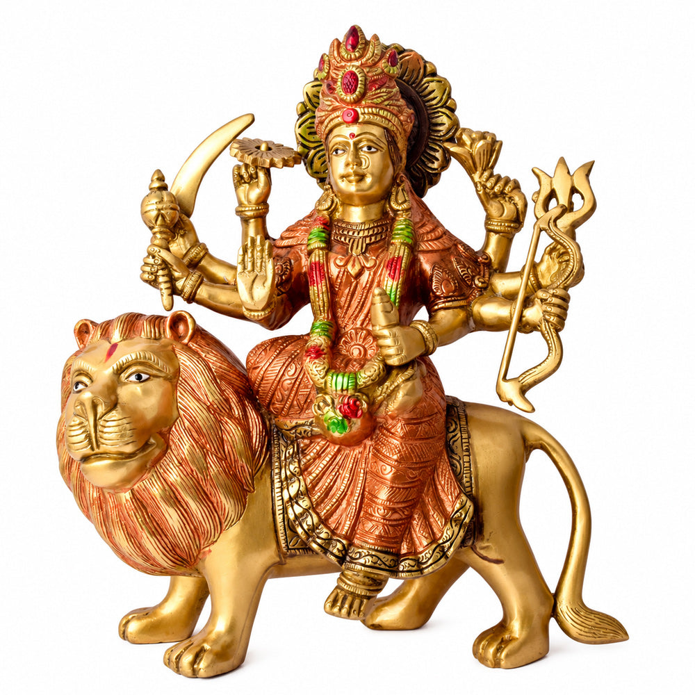 11 Inch Magnificent Sherawali Mata Statue for Home Temple