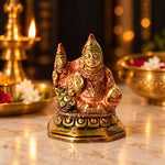 2.8 Inch Auspicious Lord Kuber Brass Idol with Laxmi Ji