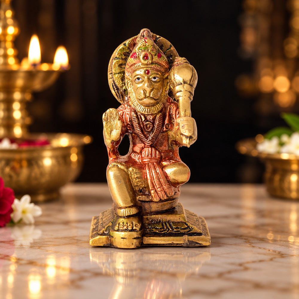 3.1 Inch Exquisite Pure Brass Hanuman Idol Statue