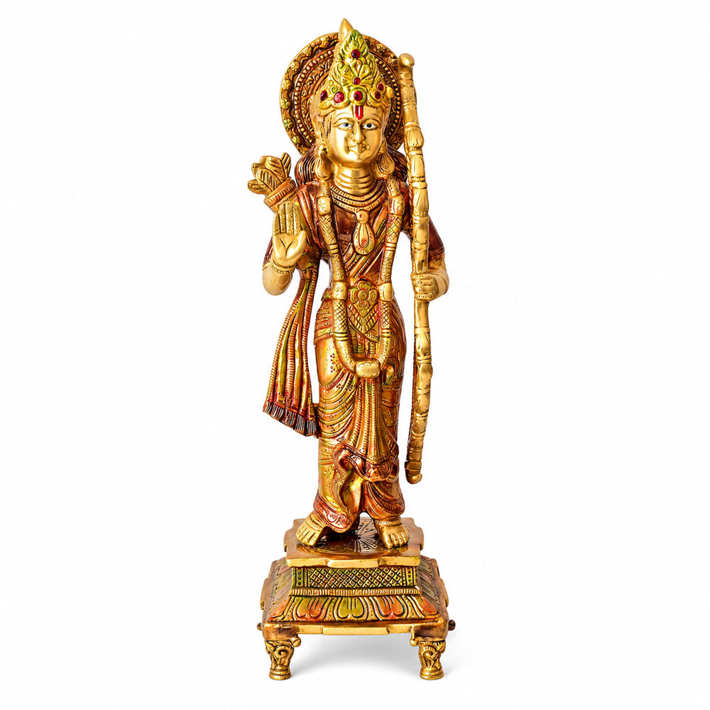 17.1 Inch Brass Ram with Bow Statue – Vibrant and Elegant Spiritual Décor