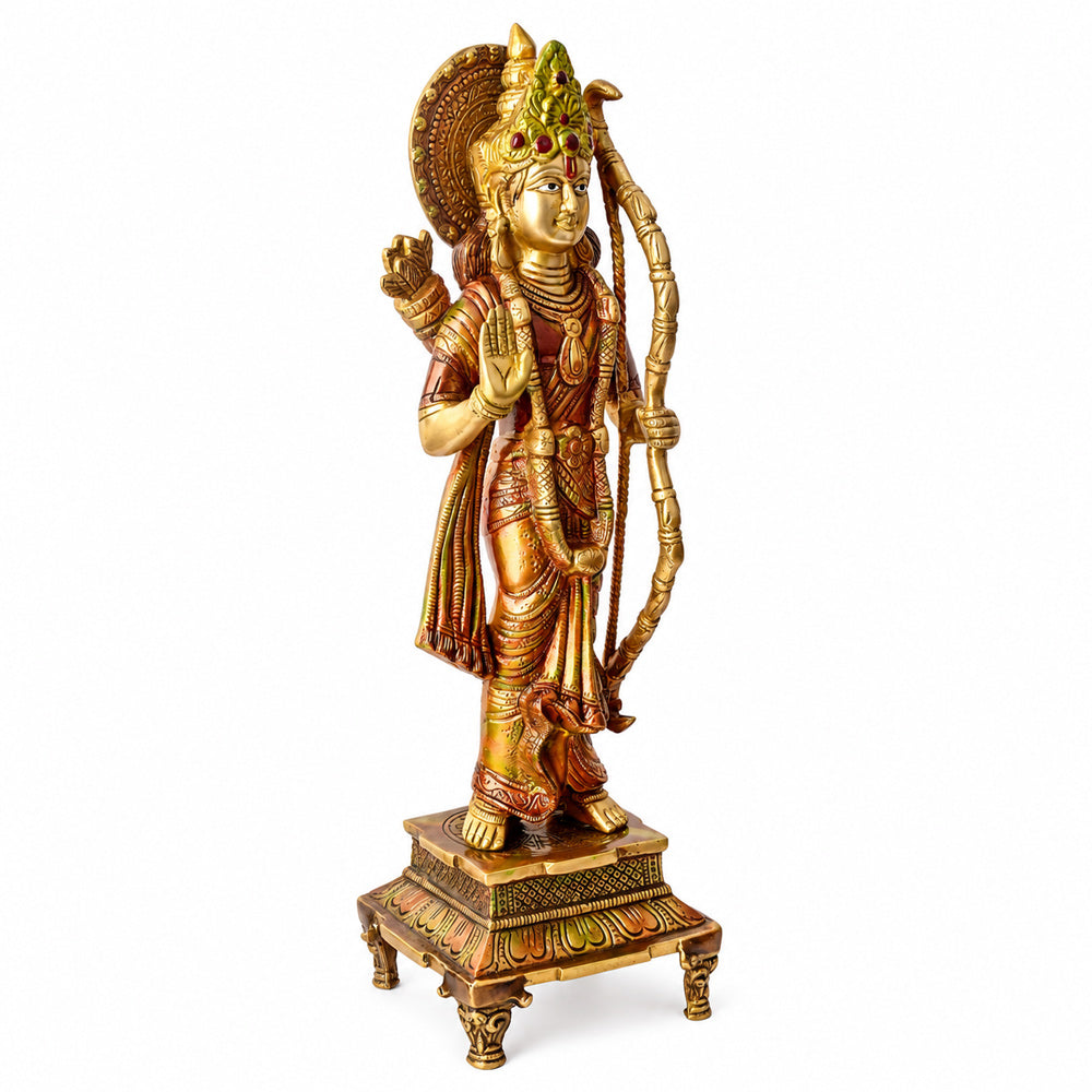 17.1 Inch Brass Ram with Bow Statue – Vibrant and Elegant Spiritual Décor