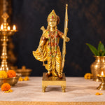17.1 Inch Exquisite Brass Ram Statue with Vibrant Bow Design