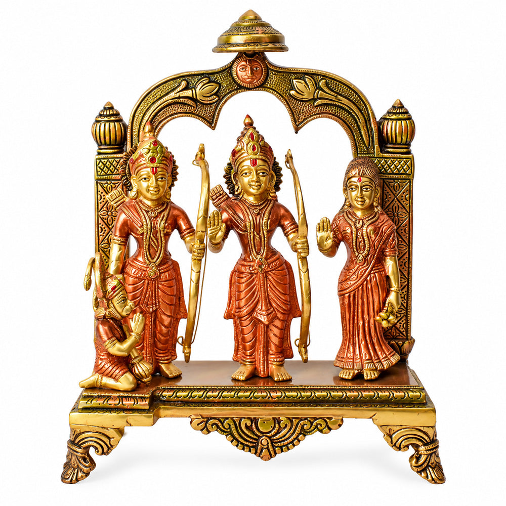 12.5 Inch Majestic Brass Ram Darbar Idol with Royal Touch of Divine Elegance