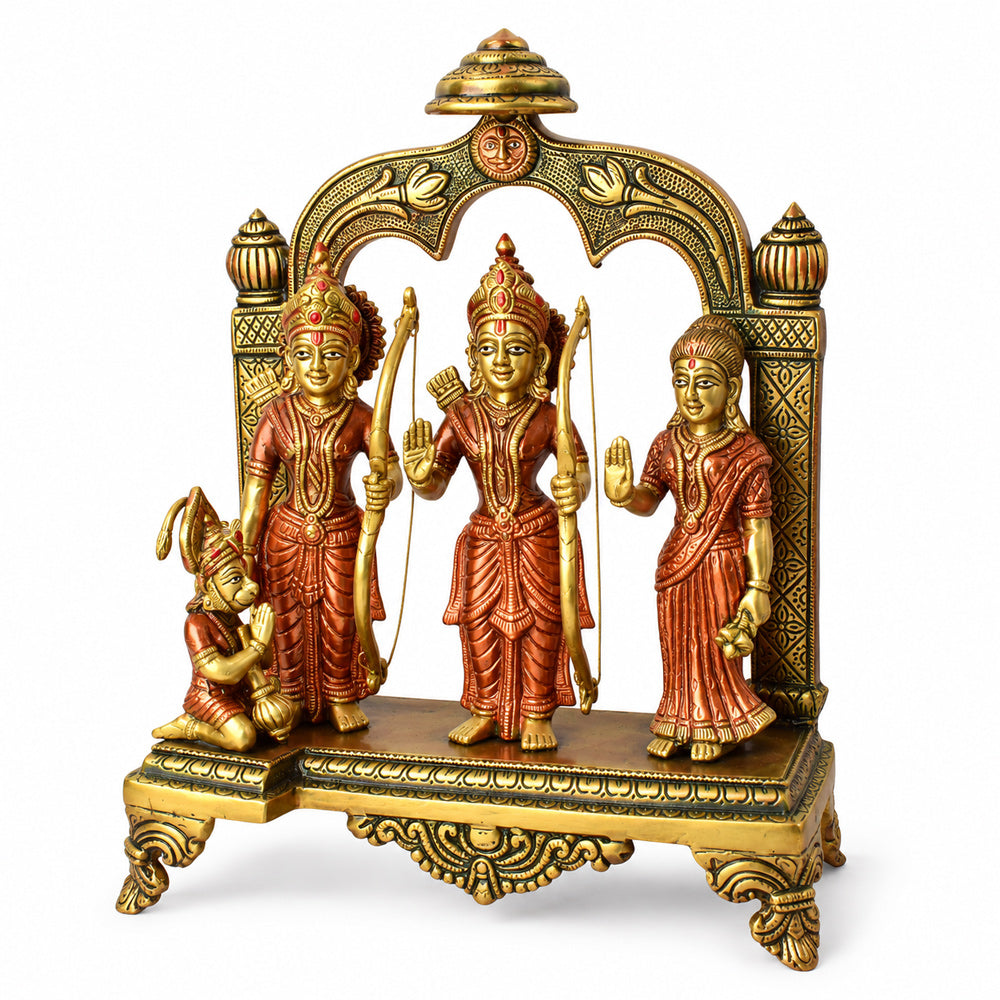 12.5 Inch Majestic Brass Ram Darbar Idol with Royal Touch of Divine Elegance