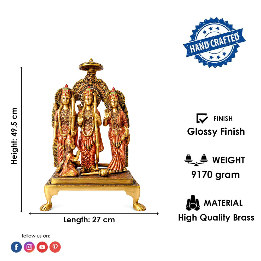 19.4 Inch Exquisite Brass Ram Darbar Idol – Spiritual Home Décor Piece