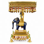 23 Inch Brass Chowki on Elephant with Hanging Bells – Exquisite Decorative Piece