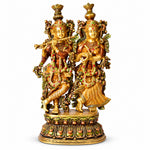 23 Inch Vibrant Colored Radha Krishna Brass Idol