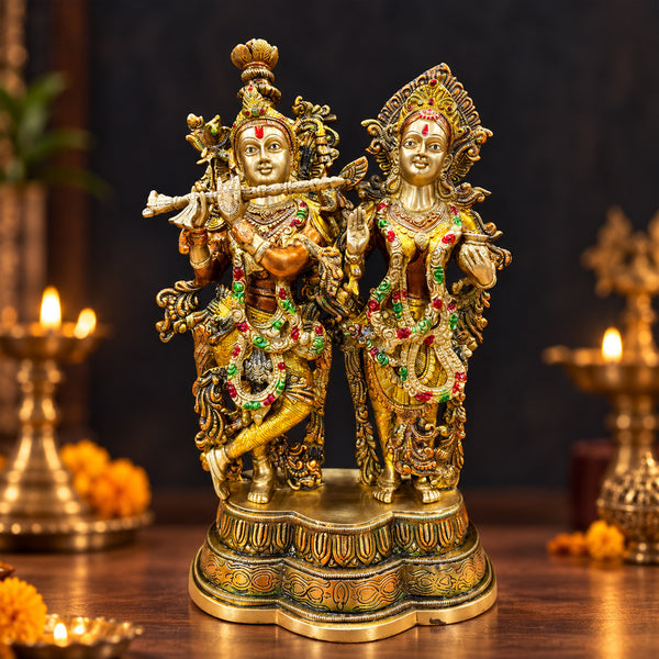 16.5 Inch Gorgeous Radha Krishna Brass Idol 16.5 Inch