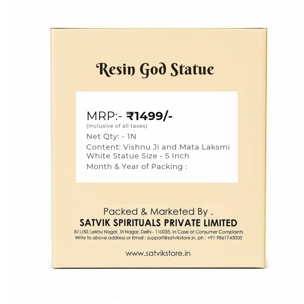 Beautiful Vishnu Ji and Mata Laksmi White Statue