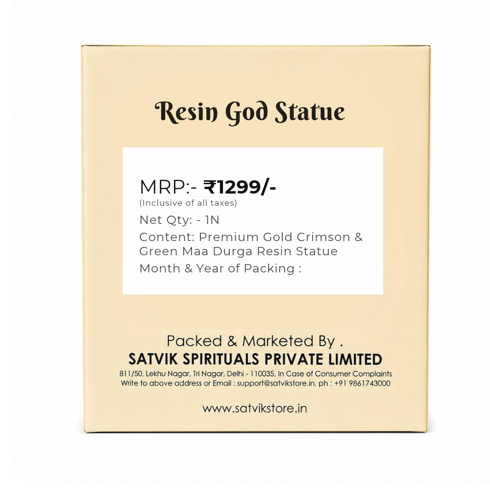 Premium Gold Crimson & Green Maa Durga Resin Statue