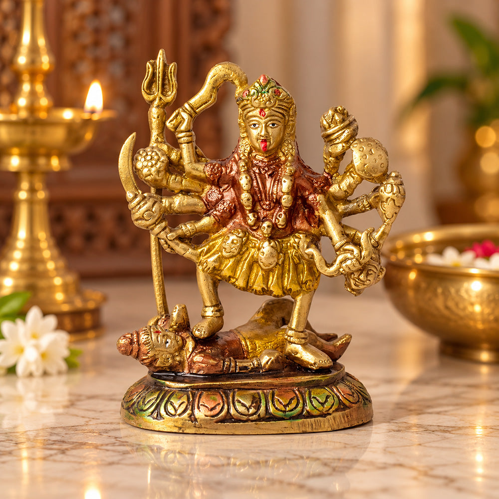 6 Inch Handcrafted Brass Kali Mata Idol