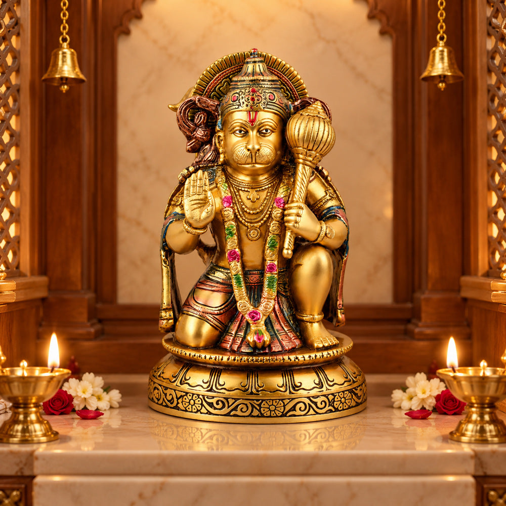 10.6 Inch Brass Hanuman Idol – Protector of Courage and Faith