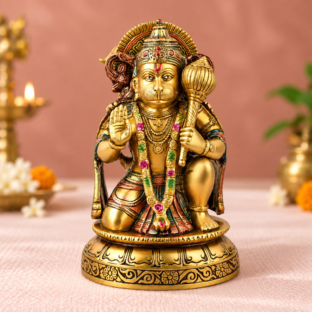 10.6 Inch Brass Hanuman Idol – Protector of Courage and Faith