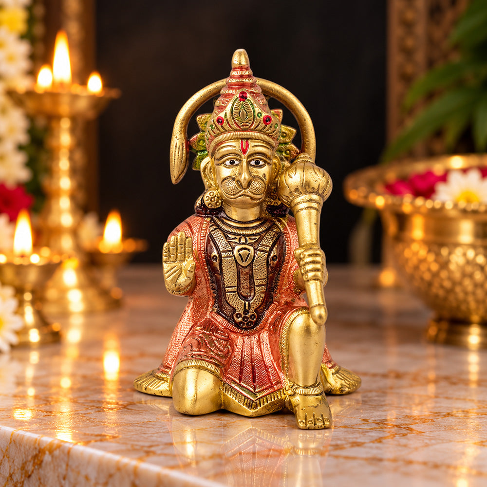 5.3 Inch Handcrafted Brass Hanuman Idol