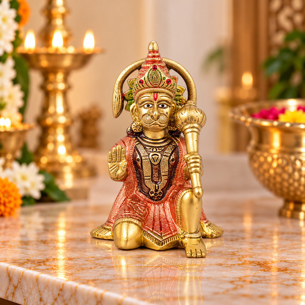 5.3 Inch Handcrafted Brass Hanuman Idol