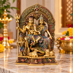 11.8 Inch Handcrafted Brass Shiv Parivaar Statue