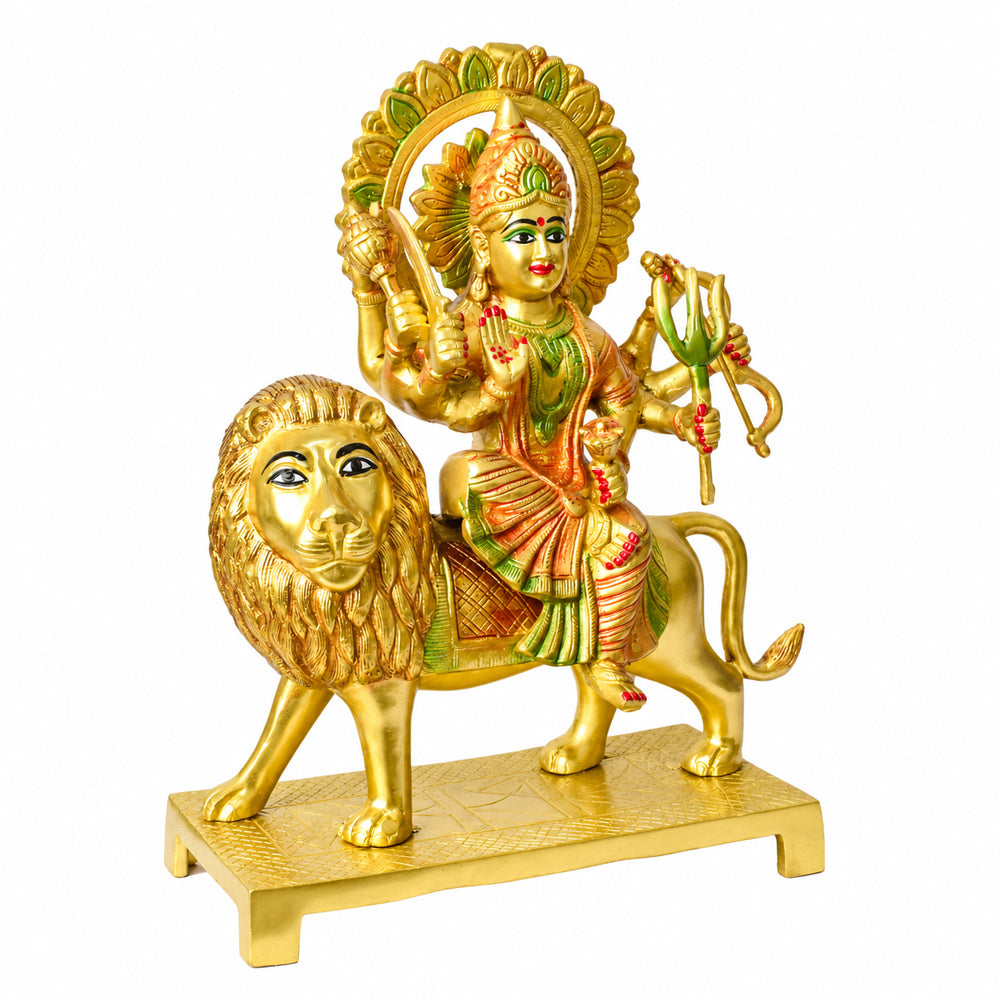 14.2 Inch Large Superfine Brass Durga Mata Statue