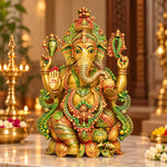 21 Inch Grand Brass Lord Ganesha Idol – Antique Finish