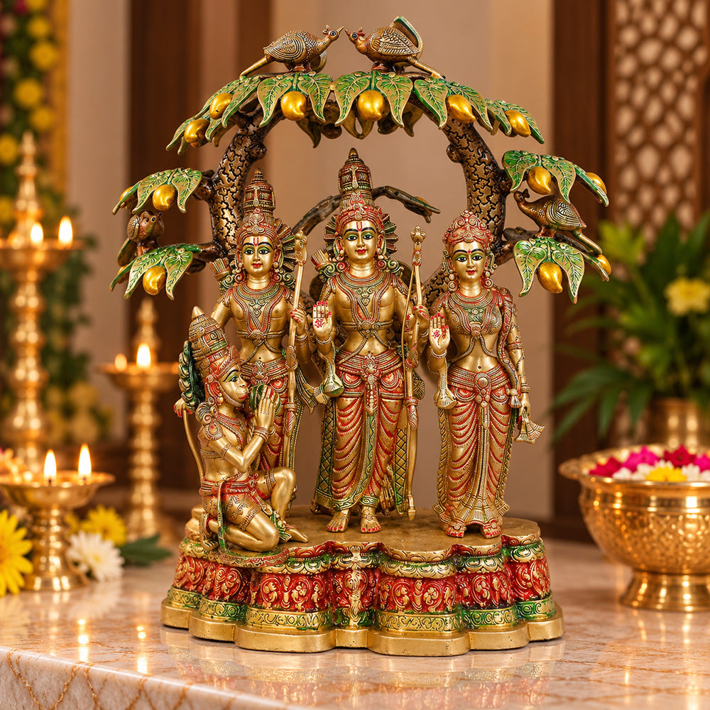 29 Inch Large Brass Ram Darbar Idol with Mango Tree