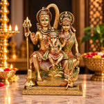 17.7 Inch Brass Shiv Parivaar Statue with Shivling & Nandi